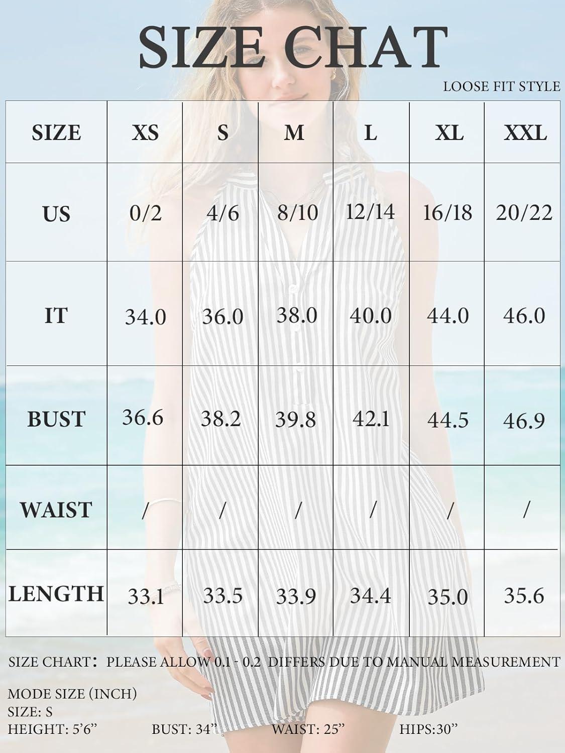 imageCUPSHE Womens Summer Dresses V Neck Sleeveless Striped Button Up Mini Casual Coverup DressNavy