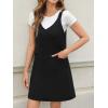 CUPSHE Fall Dresses for Women V Neck Plaid Sleeveless Wide Strpas Pockets Casual Pinafore Mini Overall Dress(Black)