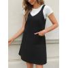 CUPSHE Fall Dresses for Women V Neck Plaid Sleeveless Wide Strpas Pockets Casual Pinafore Mini Overall Dress(Black)