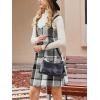 CUPSHE Fall Dresses for Women V Neck Plaid Sleeveless Wide Strpas Pockets Casual Pinafore Mini Overall Dress(Black Plaid)