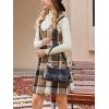 CUPSHE Fall Dresses for Women V Neck Plaid Sleeveless Wide Strpas Pockets Casual Pinafore Mini Overall Dress(Khaki Plaid)