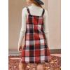 CUPSHE Fall Dresses for Women V Neck Plaid Sleeveless Wide Strpas Pockets Casual Pinafore Mini Overall Dress(Red Plaid)