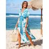 CUPSHE Women Boho Maxi Summer Dress Plunging V Half Dolman Sleeve Empired Waist Side Slit Sundress Holiday Beach Dresses(Teal Blue)