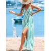 CUPSHE Women Halter Backless Summer Dresses Spaghetti Strap Side Slit Casual Beach Sundress Holiday Vacation Maxi Dress(Green)