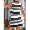 CUPSHE Women Knit Colorblock Stripe Summer Dress Crew Neck Waist Tie Multicolor Casual Sundress Beach Holiday Mini Dress(Black)