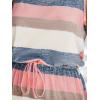 CUPSHE Women Knit Colorblock Stripe Summer Dress Crew Neck Waist Tie Multicolor Casual Sundress Beach Holiday Mini Dress(Multicolor Pink)