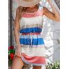 CUPSHE Women Knit Colorblock Stripe Summer Dress Crew Neck Waist Tie Multicolor Casual Sundress Beach Holiday Mini Dress(Multicolor Pink Blue)