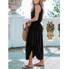 CUPSHE Women Knit Summer Dress Cover Up Crew Neck Elastic Waist Side Slit Midi Casual Sundress Beach Cover Up Dresses(Black)