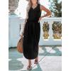 CUPSHE Women Knit Summer Dress Cover Up Crew Neck Elastic Waist Side Slit Midi Casual Sundress Beach Cover Up Dresses(Black)