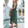 CUPSHE Women Knit Summer Dress Cover Up Crew Neck Elastic Waist Side Slit Midi Casual Sundress Beach Cover Up Dresses(Green)
