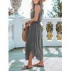 CUPSHE Women Knit Summer Dress Cover Up Crew Neck Elastic Waist Side Slit Midi Casual Sundress Beach Cover Up Dresses(Grey)