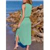 CUPSHE Women Knit Summer Dress Cover Up Crew Neck Elastic Waist Side Slit Midi Casual Sundress Beach Cover Up Dresses(Light Green)