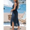 CUPSHE Women Knit Summer Dress Cover Up Crew Neck Elastic Waist Side Slit Midi Casual Sundress Beach Cover Up Dresses(Navy Blue)