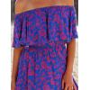 CUPSHE Women Ruffle Floral Maxi Summer Dress Off Shoulder Short Sleeve Backless Flounce Bodice Slit Hem Beach Dresses(Blue Purple)