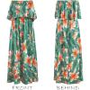CUPSHE Women Ruffle Floral Maxi Summer Dress Off Shoulder Short Sleeve Backless Flounce Bodice Slit Hem Beach Dresses(Green Tropical)
