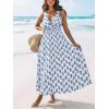 CUPSHE Women Summer Maxi Dresses V Neck Sleeveless Boho Paisley Sundress Smocked Waist Crossback Beach Vacation Long Dress(Blue Paisley)