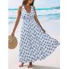 CUPSHE Women Summer Maxi Dresses V Neck Sleeveless Boho Paisley Sundress Smocked Waist Crossback Beach Vacation Long Dress(Blue Paisley)