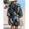 CUPSHE Women’s Boho Floral Romper Short Sleeve V Neck Tie Waist Summer Beach Jumpsuit Tropical Resort Vacation Outfits(Colorful)