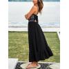 CUPSHE Women’s Boho Maxi Dresses Spaghetti Strap V Neck Summer Beach Vacation Sundress Sleeveless Floral Self Tie Flowy Dress(Black Floral)