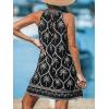 CUPSHE Women’s Boho Mini Dress Halter Sleeveless Paisley Self Tie Back Summer Casual Beach Dress(Black Tropical)
