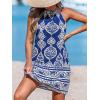 CUPSHE Women’s Boho Mini Dress Halter Sleeveless Paisley Self Tie Back Summer Casual Beach Dress(Blue)