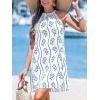 CUPSHE Women’s Boho Mini Dress Halter Sleeveless Paisley Self Tie Back Summer Casual Beach Dress(Blue Printed)