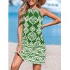 CUPSHE Women’s Boho Mini Dress Halter Sleeveless Paisley Self Tie Back Summer Casual Beach Dress(Green Paisley)