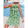 CUPSHE Women’s Boho Mini Dress Halter Sleeveless Paisley Self Tie Back Summer Casual Beach Dress(Green Paisley)