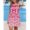CUPSHE Women’s Boho Mini Dress Halter Sleeveless Paisley Self Tie Back Summer Casual Beach Dress(Red Paisley)