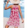 CUPSHE Women’s Boho Mini Dress Halter Sleeveless Paisley Self Tie Back Summer Casual Beach Dress(Red Paisley)