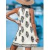 CUPSHE Women’s Boho Mini Dress Halter Sleeveless Paisley Self Tie Back Summer Casual Beach Dress(White Paisley)
