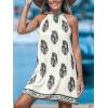 CUPSHE Women’s Boho Mini Dress Halter Sleeveless Paisley Self Tie Back Summer Casual Beach Dress(White Paisley)