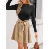 CUPSHE Women’s Fall Dresses Long Sleeves Round Neck Casual Outfits A Line Work Belted Vacation Mini Sundress(Beige)