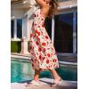 CUPSHE Women’s Halter Floral Midi Dress Sleeveless Backless A-Line Flowy Beach Vacation Sundress Long Wedding Guest Dresses(Red Floral)