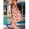 CUPSHE Women’s Halter Floral Midi Dress Sleeveless Backless A-Line Flowy Beach Vacation Sundress Long Wedding Guest Dresses(Red Floral)