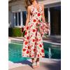 CUPSHE Women’s Halter Floral Midi Dress Sleeveless Backless A-Line Flowy Beach Vacation Sundress Long Wedding Guest Dresses(Red Floral)