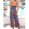 CUPSHE Women’s Jumpsuit V Neck Floral Sleeveless Leg Wide Leg Pants Tied One Piece Casual Loose Summer Outfits Rompers(Blue-pink)