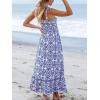 CUPSHE Women’s Maxi Dress Casual Smocked Straps Paisley Ruffled Slit A Line Long Beach Summer Dress(Blue)