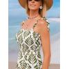 CUPSHE Women’s Maxi Dress Casual Smocked Straps Paisley Ruffled Slit A Line Long Beach Summer Dress(Green Tropical)