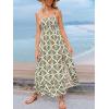 CUPSHE Women’s Maxi Dress Casual Smocked Straps Paisley Ruffled Slit A Line Long Beach Summer Dress(Green Tropical)