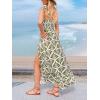 CUPSHE Women’s Maxi Dress Casual Smocked Straps Paisley Ruffled Slit A Line Long Beach Summer Dress(Green Tropical)