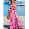 CUPSHE Women’s Maxi Dress Casual Smocked Straps Paisley Ruffled Slit A Line Long Beach Summer Dress(Pink Paisley)