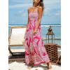 CUPSHE Women’s Maxi Dress Ditsy Floral Smocked Summer Sundress Sleeveless Ruffled Spaghetti Straps Long Beach Formal Dress(Fuchsia Tropical)