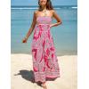 CUPSHE Women’s Maxi Dress Ditsy Floral Smocked Summer Sundress Sleeveless Ruffled Spaghetti Straps Long Beach Formal Dress(Fuchsia Tropical)