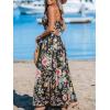 CUPSHE Women’s Maxi Dress Floral Print Twisted V Neck Sleeveless Long Dress Summer Casual Dress(Black Floral)