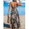 CUPSHE Women’s Maxi Dress Floral Print Twisted V Neck Sleeveless Long Dress Summer Casual Dress(Black Floral)