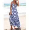 CUPSHE Women’s Maxi Dress Floral Print Twisted V Neck Sleeveless Long Dress Summer Casual Dress(Blue Paisley)