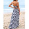 CUPSHE Women’s Maxi Dress Floral Print Twisted V Neck Sleeveless Long Dress Summer Casual Dress(Blue Printed)