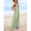 CUPSHE Women’s Maxi Dress Floral Print Twisted V Neck Sleeveless Long Dress Summer Casual Dress(Grass Green)