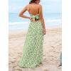 CUPSHE Women’s Maxi Dress Floral Print Twisted V Neck Sleeveless Long Dress Summer Casual Dress(Grass Green)
